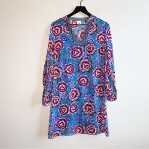 Cabi Primrose Blue Floral Sheer Long-sleeved Tunic Dress Women’s Extra Small XS